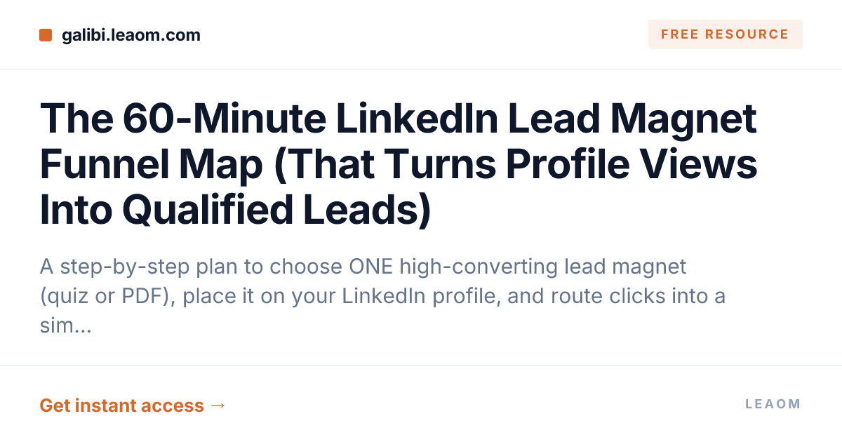 The 60-Minute LinkedIn Lead Magnet Funnel Map (That Turns Profile Views Into Qualified Leads)